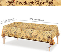 Irenare pirate tablecloth printed with a treasure map, skeleton, boat, mountain and treasure chest - view 5