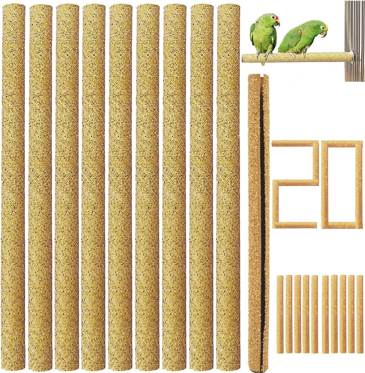 20Pcs Sand Perch Covers for Bird - Yellow / 20pcs 7.5" x 0.43"