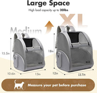 Cat Backpack Carrier for Small Dogs and Medium cat Puppy Kitten Bunny - Gray / 13.7"L x 12.0"W x 18.0"H - image 2