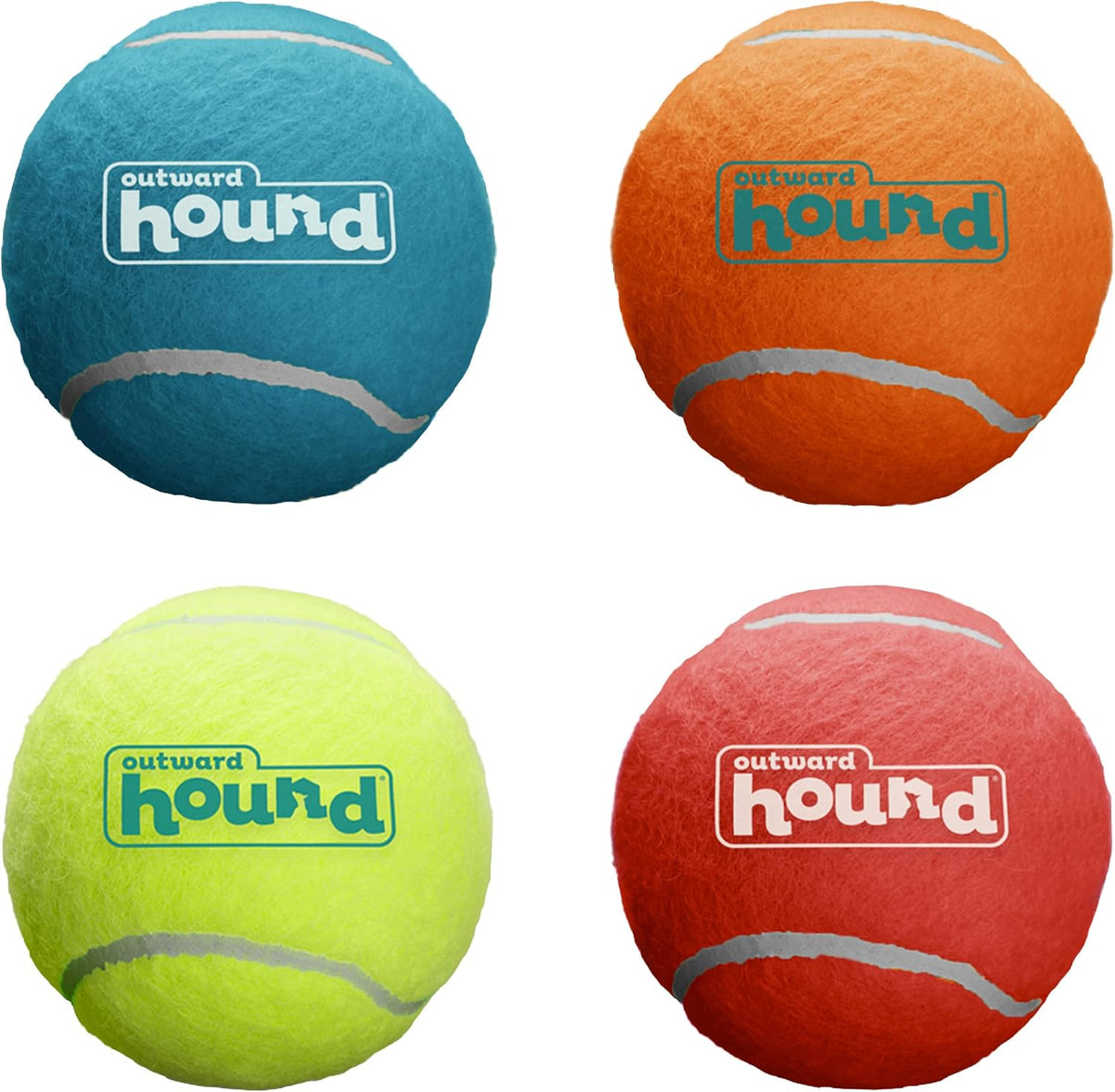 Outward Hound Squeaker Ballz Tennis Ball Dog Toy, 2.5", 4‑Pack - Multi Squeaker Balls / Large / 4-Pack