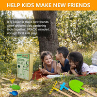 POMIKU 8 piece kids gardening tools set with rake, shovel, spade, hoe and broom - view 9