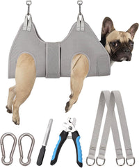 Dog Grooming Hammock Harness, Small Dog Groming Sling - M (45 LB Max) Silver Grey 8-15in