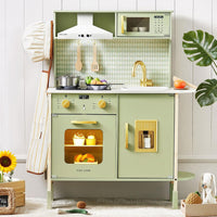 Tiny Land Play Kitchen for Kids, Real Lights - Green