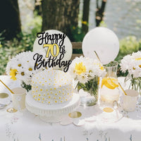 1 PCS Happy 60th Birthday Cake Topper Black Gold Glitter Cheers to 60 - 70th - image 4