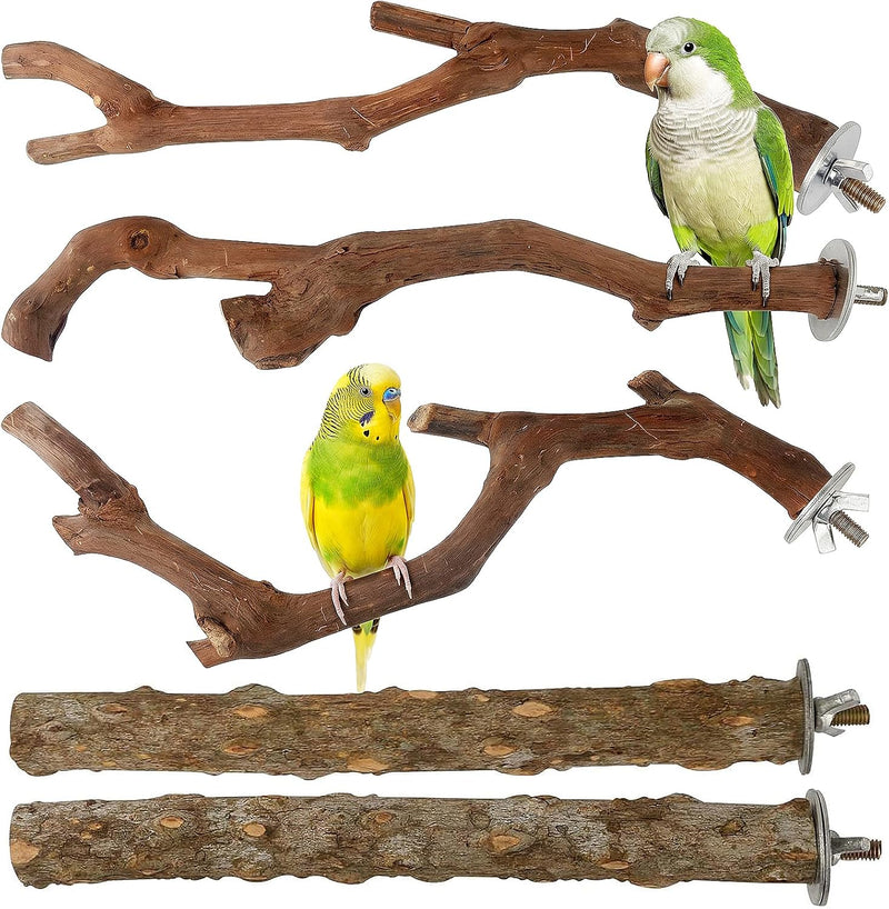 5PCS Bird Perch Stand Natural Wooden Parrot Stand Branch