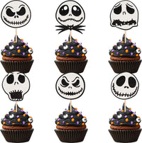 24 PCS Halloween Bat Cupcake Toppers Black Glitter Bat Cupcake Picks - Pattern B9