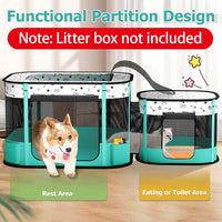 Cat Playpen, Portable Pet Dog Playpen - Green / 32" × 24" × 22" - image 2
