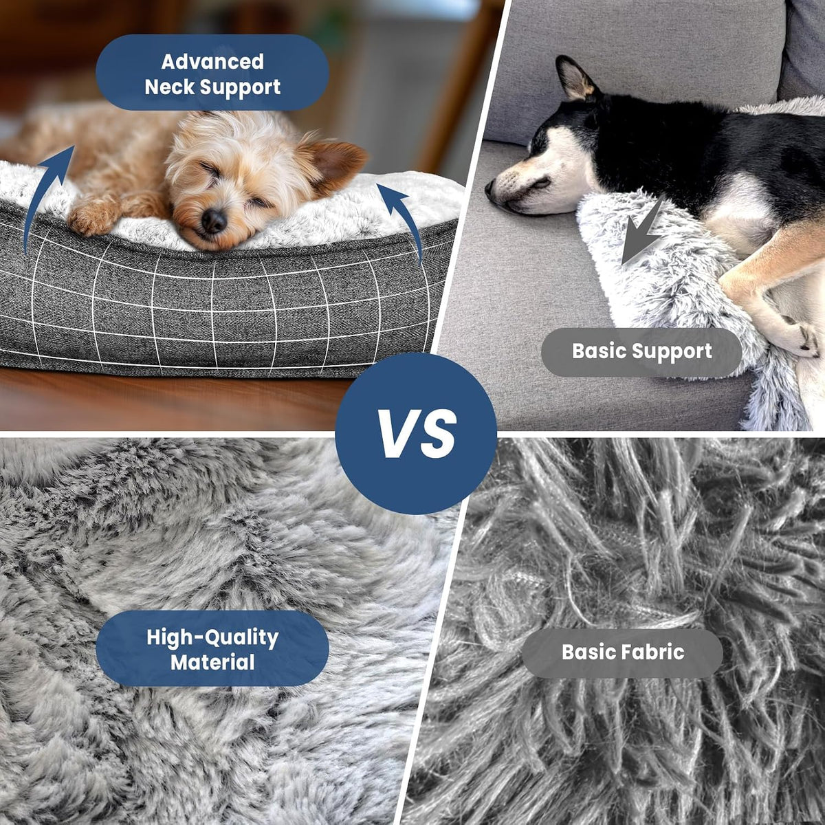 Calming Dog Bed for Couch with Cozy Raised Edge - Grey / 35"L x 31"W x 4.5"Th - image 4