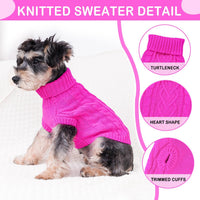 Puppishy knit turtleneck sweater for small dogs with heart and twist pattern - view 4