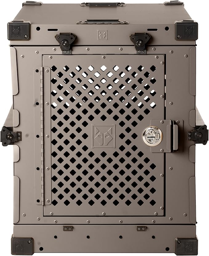 Impact Collapsible Dog Crate - Foldable Hard Crate for Large Dogs - Heavy Duty Travel Kennel with Powder-Coated Aluminum - Quick Setup for Indoor & Outdoor (Gray, 40" (40.5" L x 23" W x 29" H))