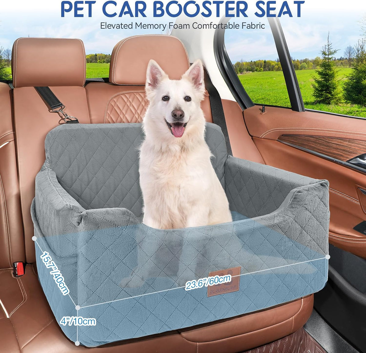 Dog Car Seat for Medium/Large Dog Under 50 lbs or 2 Small Dogs – Essentials for Dogs - Grey - image 2
