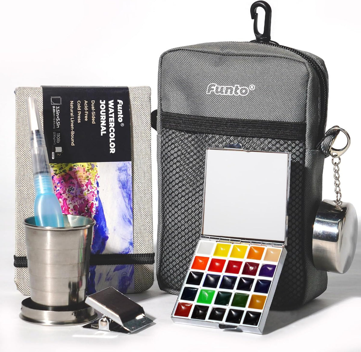 Funto Mini Watercolor Paint Set - 24-Color Mirrorlike Set