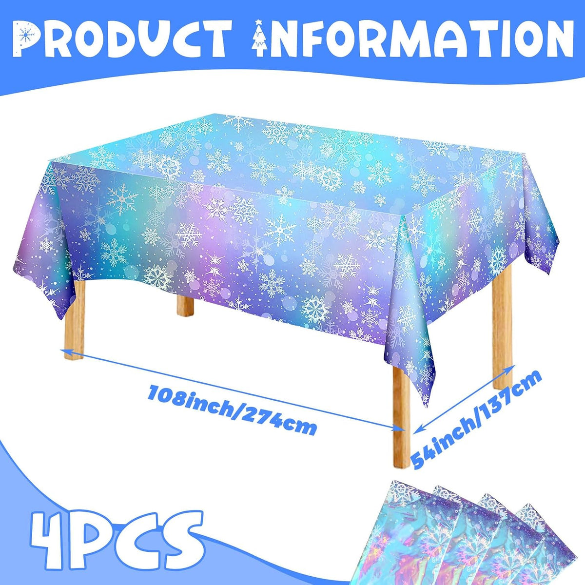 NOVWANG kids party tablecloth 4-pack in red, yellow, cloud and cow print - view 20