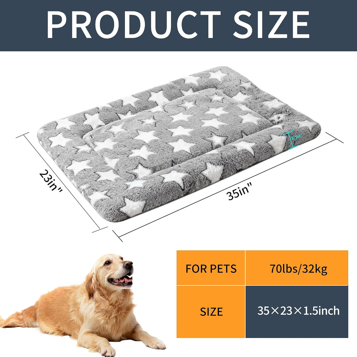 Dog Bed Mat,Reversible & Ultra Soft Kennel Pad-Machine Washable Pet Bed for Dogs & Cats-All-Weather - 35.0" L x 23.0" W x 1.5" Th / Gray - image 4