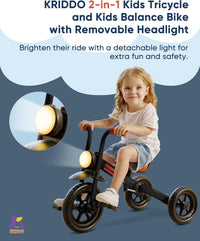 KRIDDO 2-in-1 Foldable Balance Bike and Toddler Tricycle for 2 to 5 - Black - image 3
