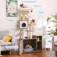 Hey-brother Cat Tree Tower - XL (28.4"×17.7"×61.0") / Rustic Gray - image 2