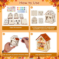 Fennoral 7 pack wooden 3D pumpkin house craft kit for kids Halloween decorating - view 29