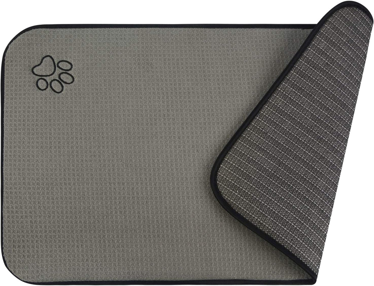 Dog Food Bowl Mat Pet Feeding Mat for Food Water 14.2x24In Grey – Essentials for Dogs - Grey Rectangle / 24"L x 14.2"W