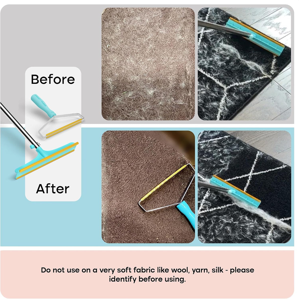 Uproot Clean Pro Bundle: Pet Hair Removal Tool & Carpet Rake w/t 60" - Xtra + Pro - image 4