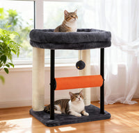 Hey-brother Cat Tree, Sturdy Tower with Sisal-Wrapped Columns - 18.9 inches / Smoky Gray