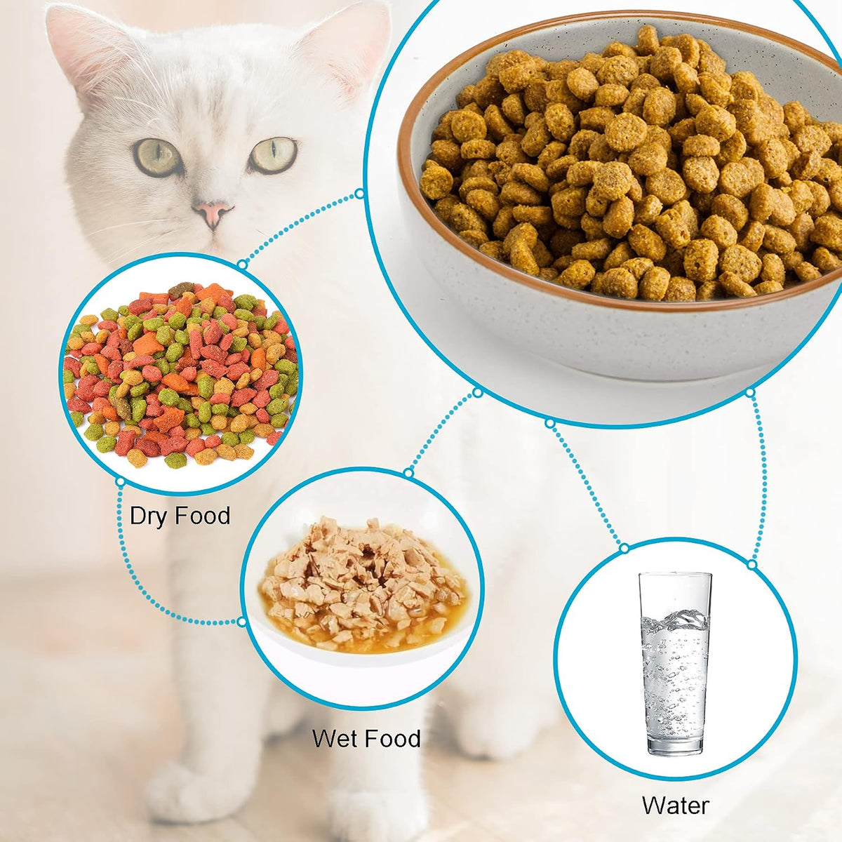 Ceramic Cat Bowls, Howise Pet Bowl Cat Dishes for Food and Water - gray - image 2