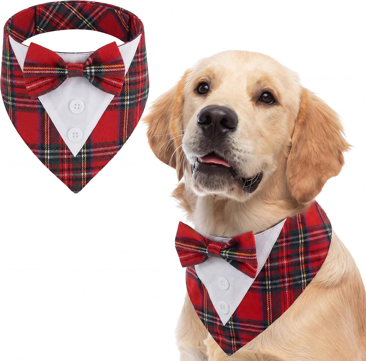 Dog Tuxedo for Small Dogs Valentines Bandana with Bowtie Wedding Tux – Essentials for Dogs - Christmas-Red / X-Large
