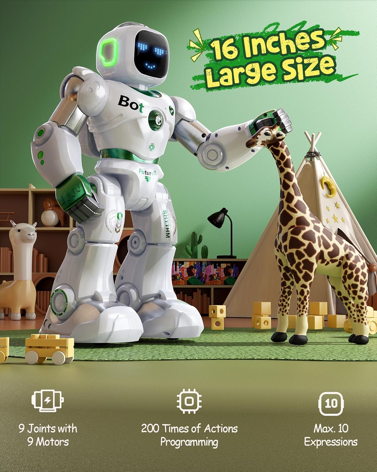 Ruko 1088 Smart Robot Toy for Kids - Green - image 4