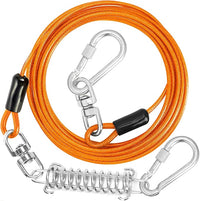 Jenico Dog Tie Out Cable, 10-150FT Runner Cable with Swivel Hook and Shock Spring, Outdoor Dog Leash Tether for Small to Medium Pets Up to 500 LBS