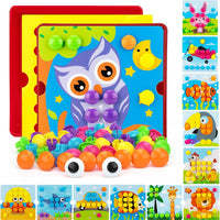 Button Art Toys for Toddlers Ages 3+, Mosaic Peg Board – Fun for Kids & Family - toucan