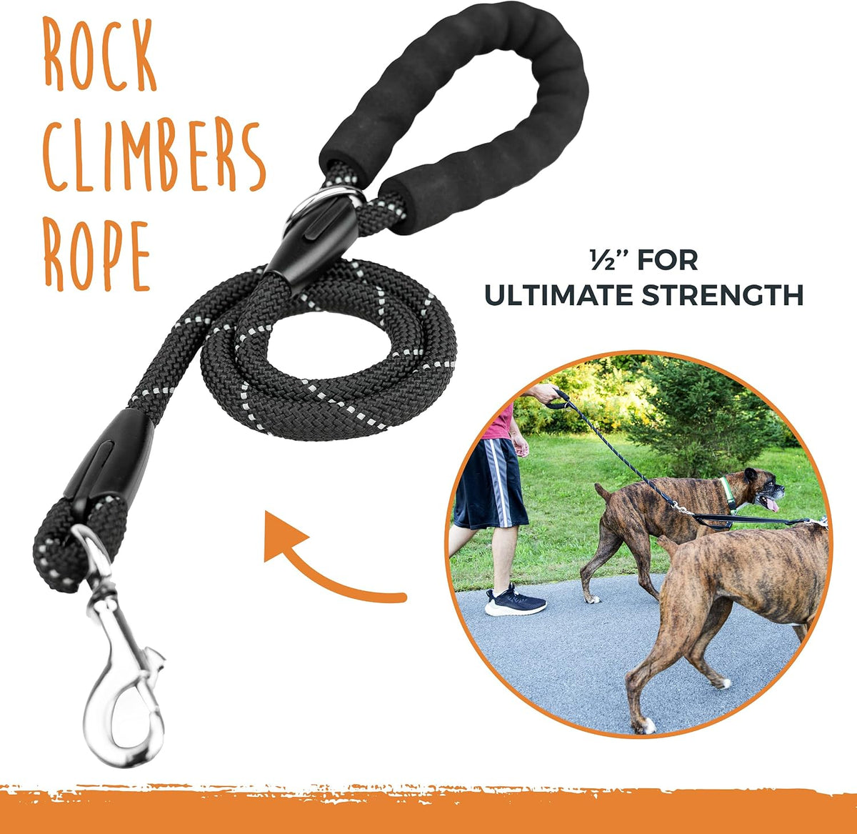 Mighty Paw Double Dog Leash - Double Leash w/ Rope Handle / Standard | Dogs 30+ lbs - image 3