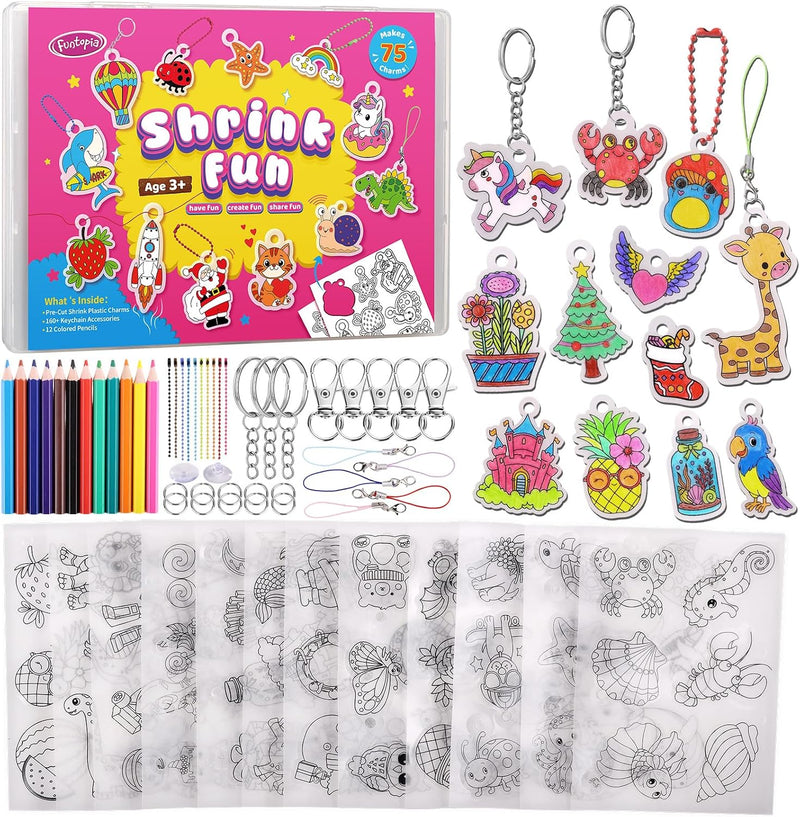 Funtopia Shrinking Art Sheets Kits for Kids - Assorted
