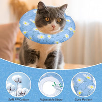 Cat Cone Collar Soft, Adjustable Cat Recovery Collar Kitten Cones to Stop Licking, Cute Donut E Collar After Surgery, Anti-Lick Wound Healing Elizabethan Collar for Kitten (Blue Daisy, Small)