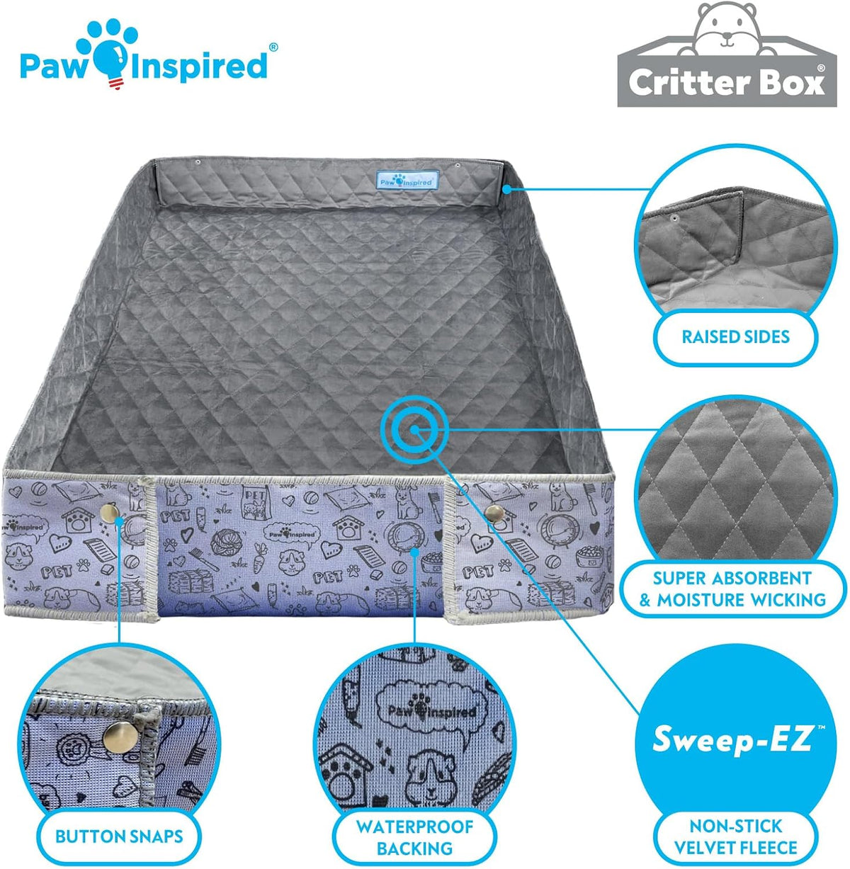 Paw Inspired Critter Box Cage Liner, Raised Sides, C&C 2x4 – Daily Care for Small Pets - Midwest - image 4