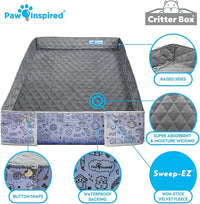 Paw Inspired Critter Box Washable Cage Liner with Raised Sides, Fleece Bedding with Waterproof Bottom, Edge Protected Pee Pads for Guinea Pigs, Rabbits, Hamsters, Small Animals (Midwest Size)