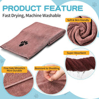 2 Pack Microfiber Dog Towels for Drying Dogs - Brown / 2-Pack - image 3