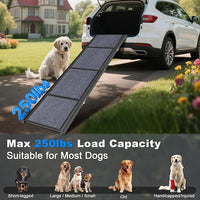 AQUILLA Dog Ramp for Car, 63" Folding Portable Dog Ramp with Non-Slip Rug Surface, Extra Wide Pet Ramps for Cat & Dogs Get on Bed, Cars, Stairs,Pick Up Trucks, Up to 250LBS (63" L x 17.3" W)