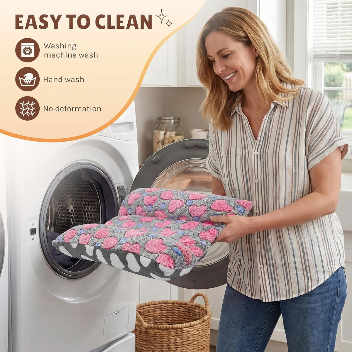 16.5 X 18in Washable Soft Rabbit Bed - Rose red-Star - image 4