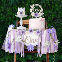 First Birthday Decorations for Boy Blue One Year Old High Chair - Purple
