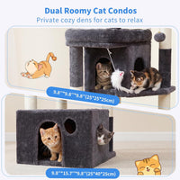 Heybly 34.6" Cat Tree Anti-Tipping Floor Cat Condo for Kittens - Smoky Gray / 34.6 inch - image 3
