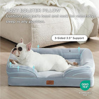 Bedsure Orthopedic Dog Bed for Medium Dogs - Waterproof, Supportive Foam Pet Couch Bed with Removable Washable Cover, Non-Skid Bottom, Light Blue