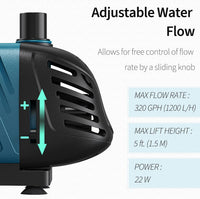 Uniclife 80 GPH Submersible Water Pump 4W 2.4ft High Lift Quiet Pump - 320GPH - image 4