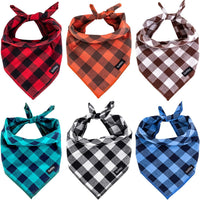 Buffalo Plaid Dog Bandanas Fall Christmas XLarge Scarf 6PCS – Essentials for Dogs - Buffalo Plaid / X-Large