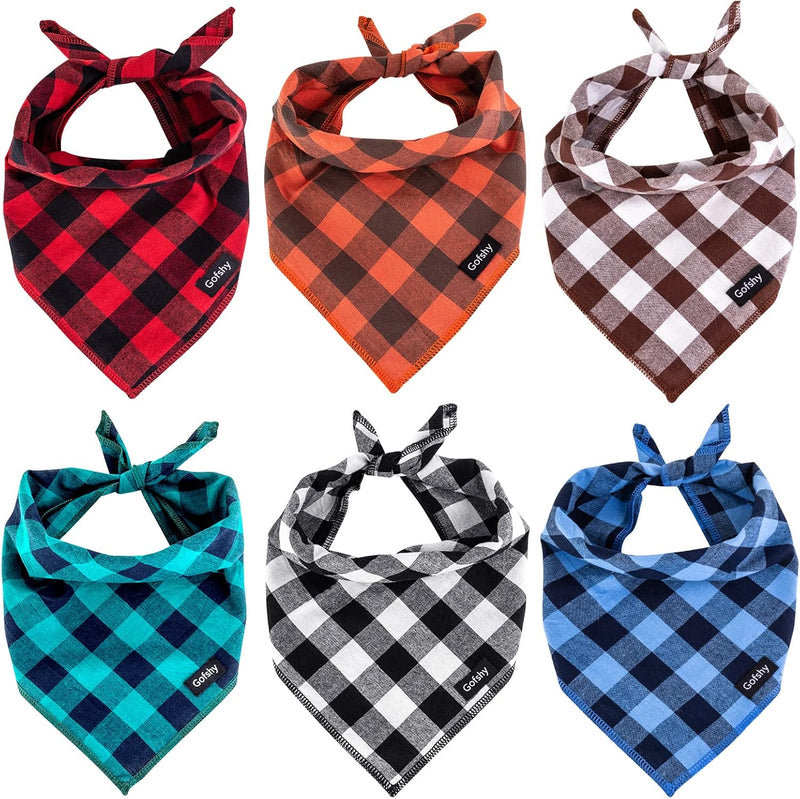 Buffalo Plaid Dog Bandanas Fall Christmas XLarge Scarf 6PCS – Essentials for Dogs - Buffalo Plaid / X-Large