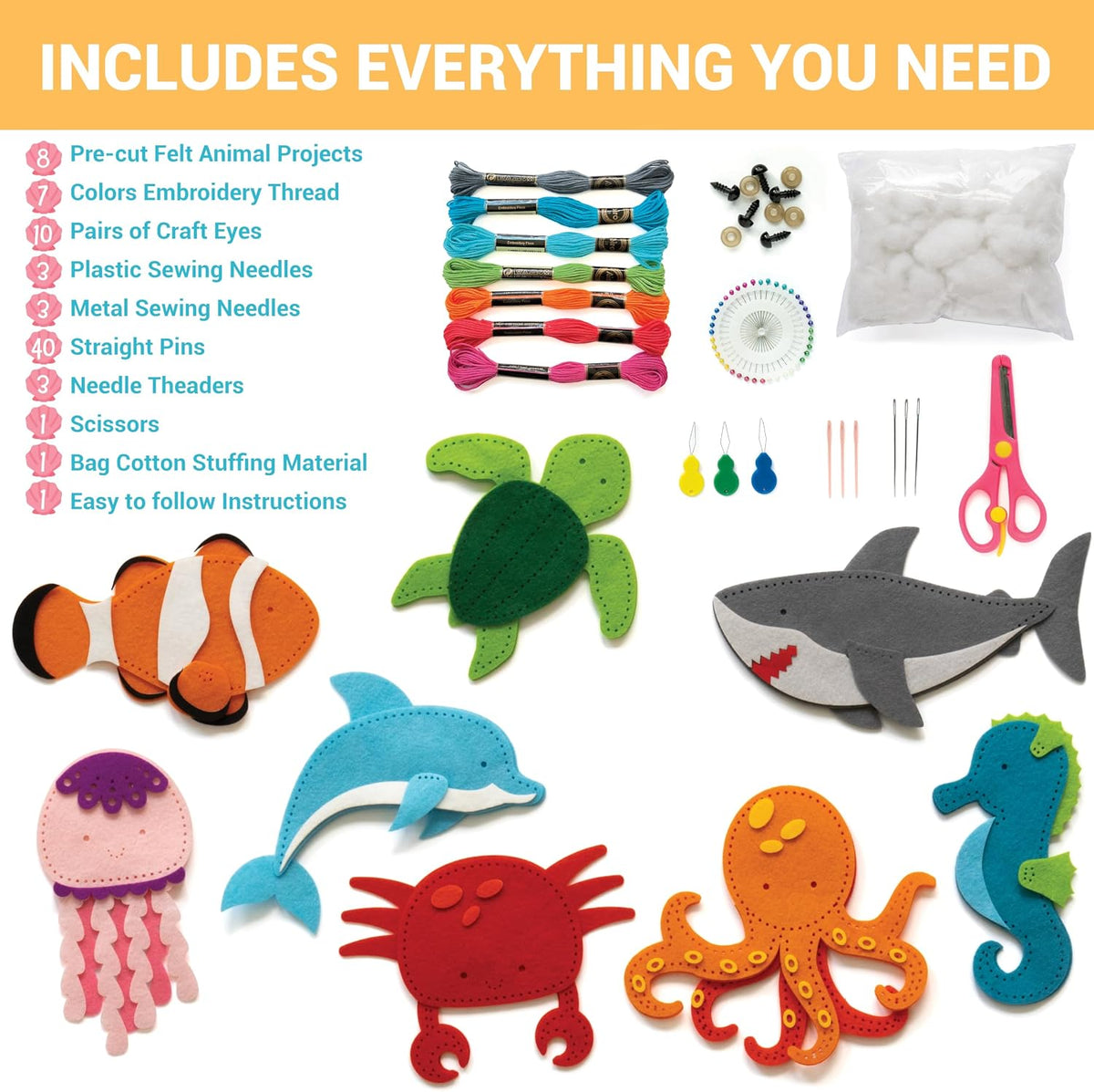 Craftorama Sewing Kit for Kids - Sea Animals - image 2