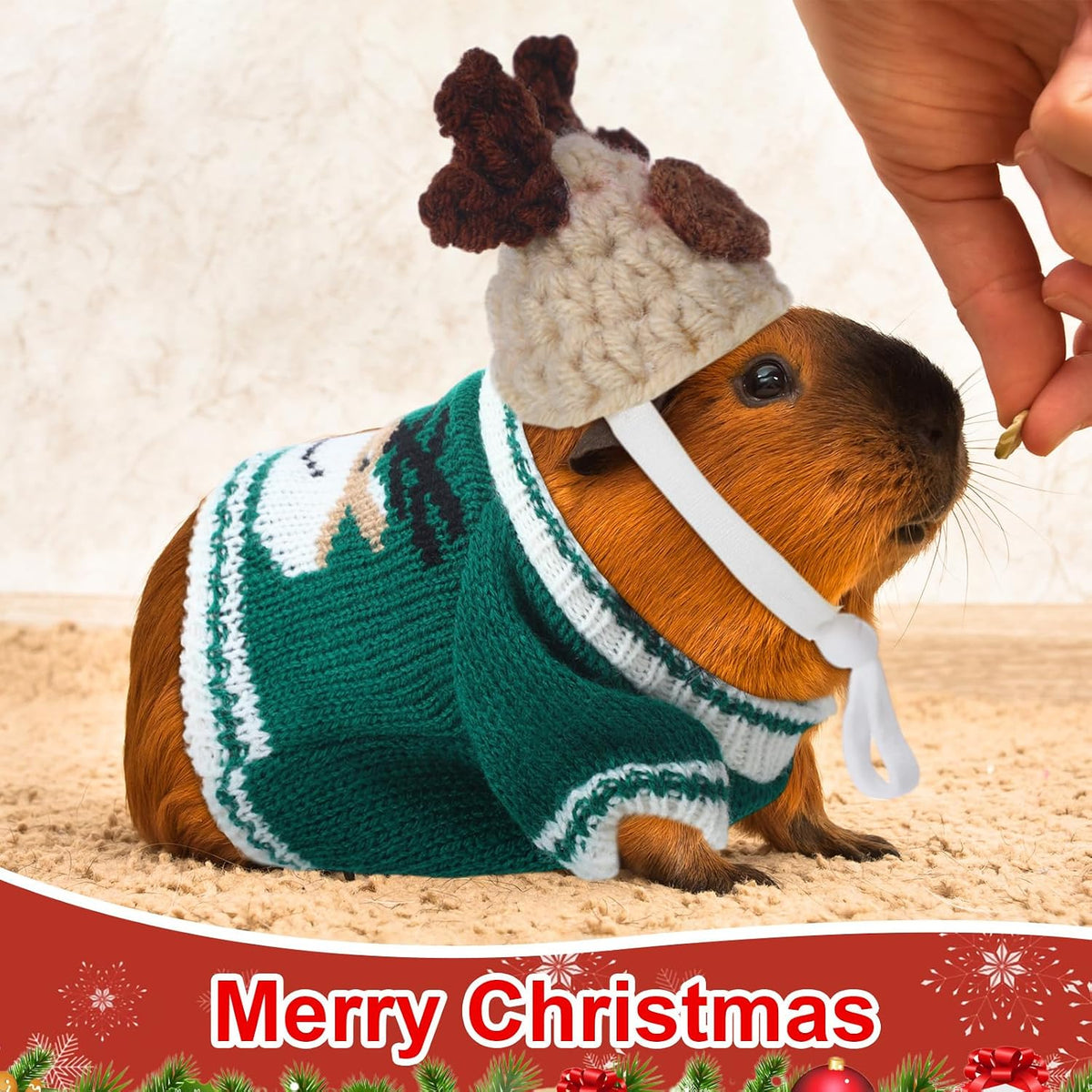 Clysee 10-piece guinea pig clothes set with flannel vests and knitted mini hats - view 21