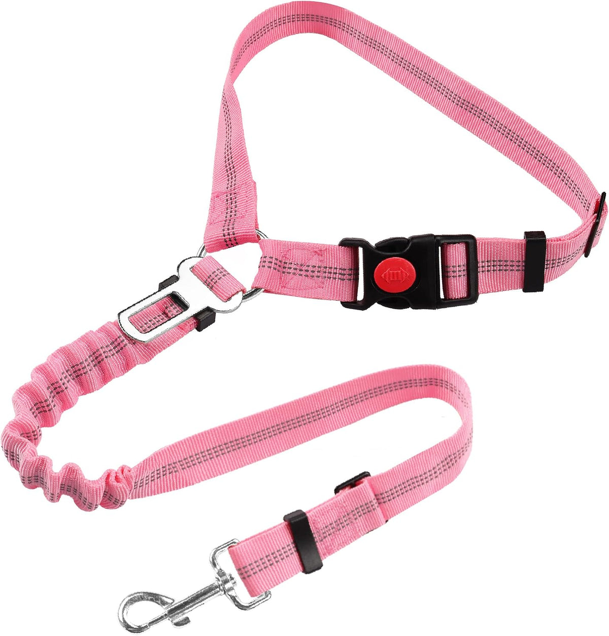 YAOHDAO Dog Seat Belt Harness for Car - Pink