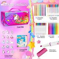 weirtoya 56 PCS Washable Scented Markers Set with Glitter Pencil Case - Rainbow Unicorn - image 2