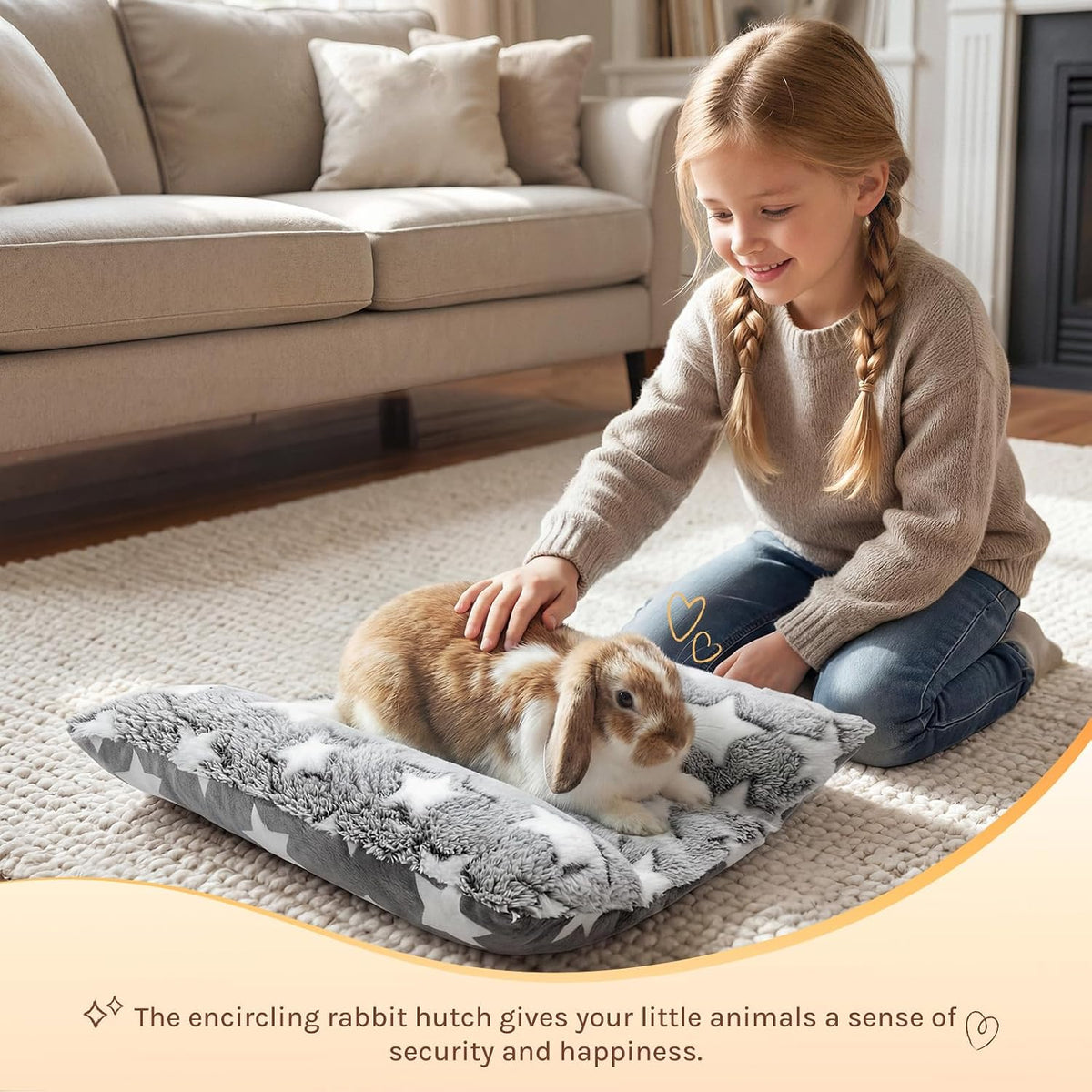 16.5 X 18in Washable Soft Rabbit Bed - Gray+Gray - image 4