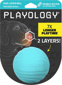 Playology Durable Large Dual Layer Dog Ball, Peanut Butter Scent - Jumbo / Peanut Butter