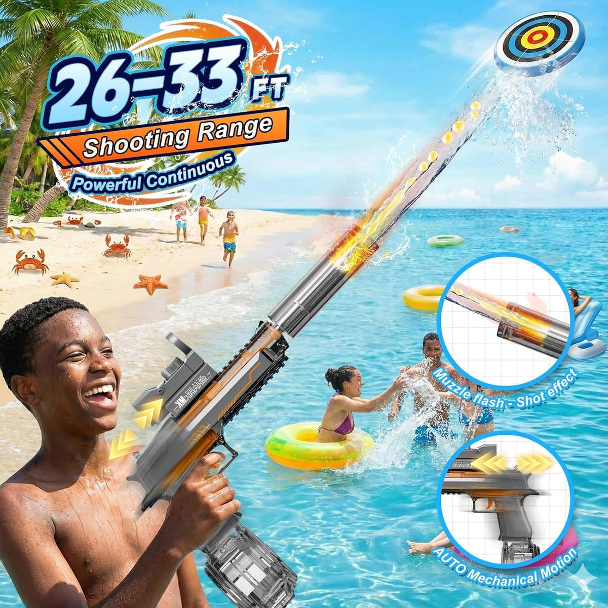 BESIBY electric water gun with transforming body, flashing lights and 400ML tank - view 28